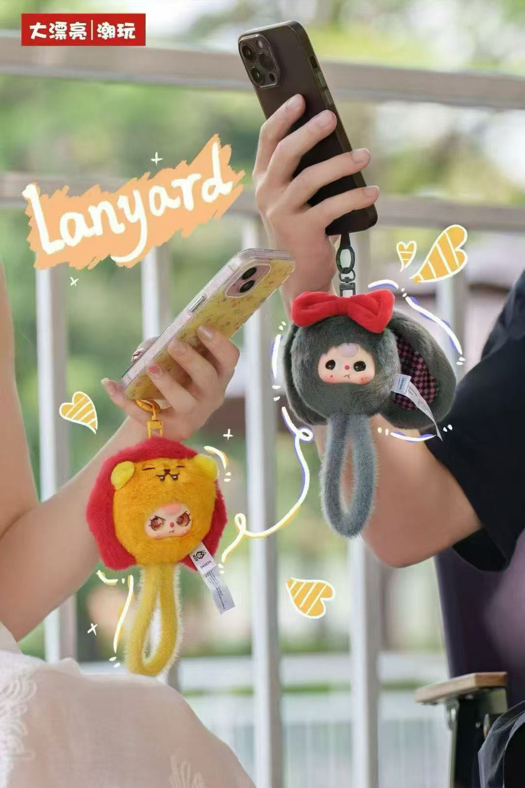 Baby Three -Wrist Strap Plush  Cute Fluffy Animals, Fruits, and Kawaii Mystery Collection, Perfect Birthday Gift (Cute Rabbit Series)