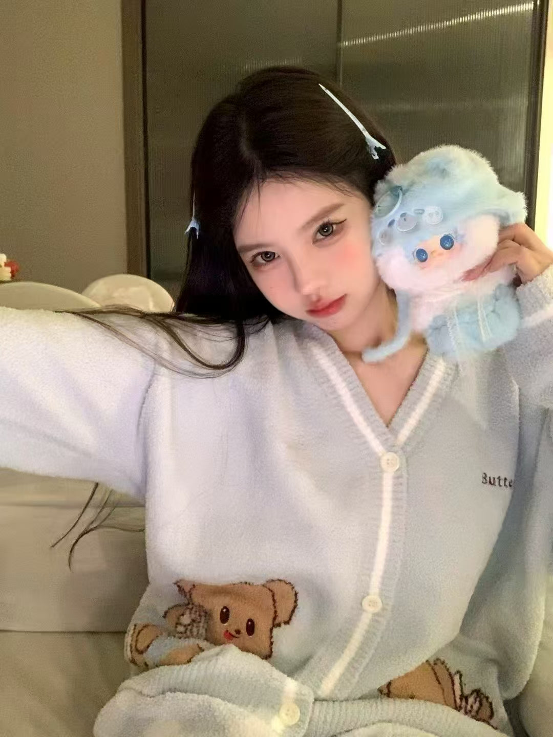 Yooki plush  -little Bear Hibernation  - Cute Plush Soft Animals and Fruits, Kawaii Collection of Soft and Adorable Creatures, Perfect Birthday Gift (Cute Rabbit Series)