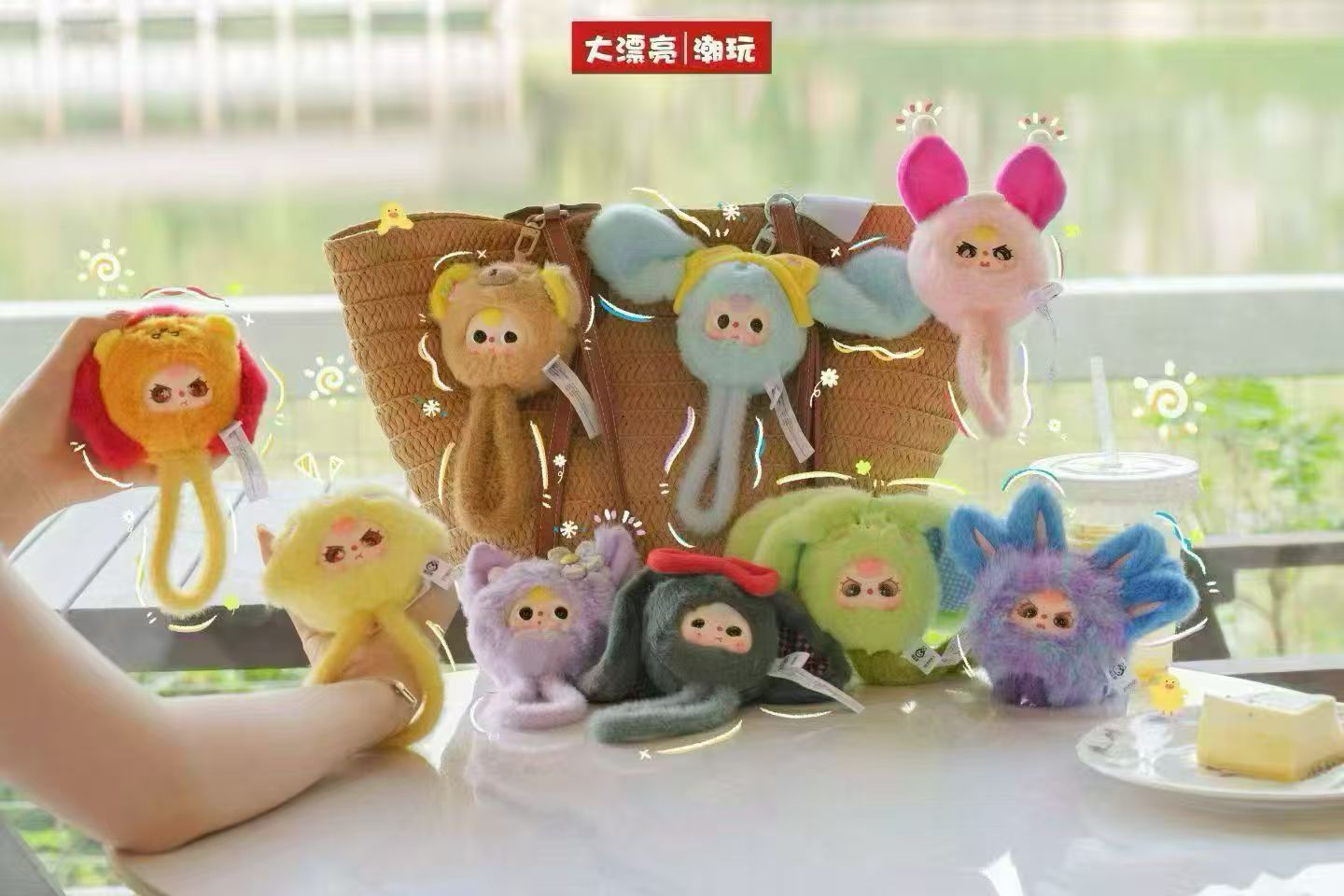 Baby Three -Wrist Strap Plush  Cute Fluffy Animals, Fruits, and Kawaii Mystery Collection, Perfect Birthday Gift (Cute Rabbit Series)