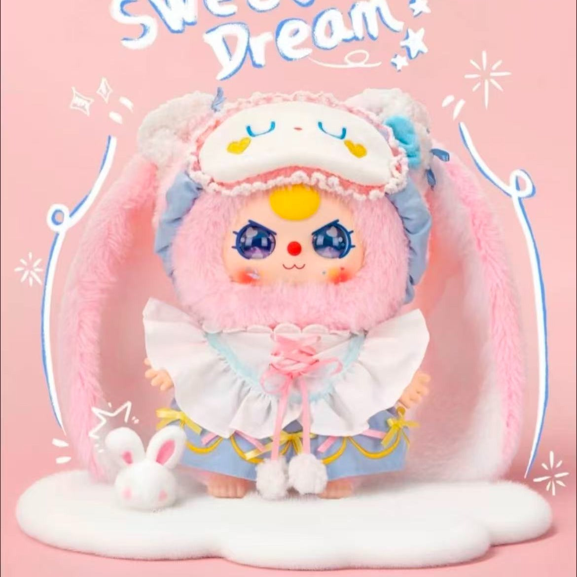 Luxury Animal Collection Toy, Sweet Dream Baby Three, Luxury 400%, Cute Animals and Fruits Plush Dolls, Kawaii Style, Fun Toy, Suitable as Birthday Gift, Soft Cute Animal Charms, Cute Rabbit Series